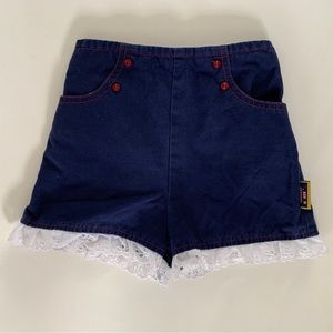 Vintage Raggedy Ann Shorts High Waist Navy Blue Girl Toddler Size 2T